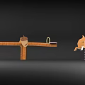 Wooden Seesaw With Acorn And Rings Balanced By Spring Squirrel Toy