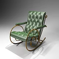 Green Leather Tufted Rocking Leisure Chair With Gold Metal Frame And Classic Design