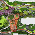 Urban Park Landscape Design With Curved Pathways Green Lawns And Flower Beds