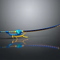 Blue And Gold Decorative Sword With Streamlined Design And Reflective Surface