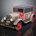 Vintage Car With Number 14 Red Wheels And Beige Red Body