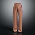 Brown Wide Leg Pinstriped Pants With Purple Side Stripes and THE ONE Brand Logo
