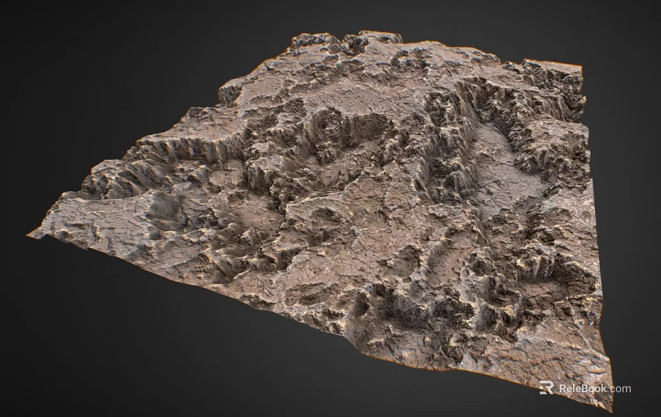 Rough Mountainous Terrain 3D Model With Rocky Crags And Uneven Surfaces 3d model 