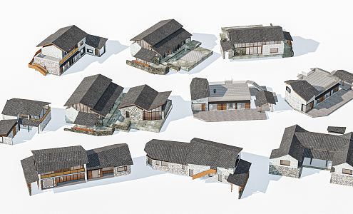 New Chinese Style Folk Houses Rural Folk Houses Rural Architecture Rural Self-built Houses Residential Buildings Residential Buildings Residential Buildings Residential Buildings Residential Buildings 3d model