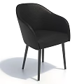 Modern Black Leather Sofa Stool With Armrest And Slim Metal Legs Design