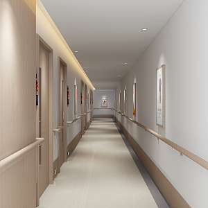 Modern aisle hospital corridor 3d model