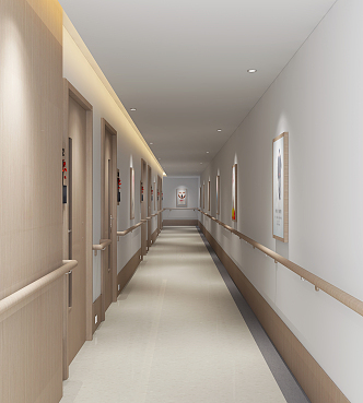 Modern aisle hospital corridor 3d model