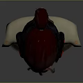 Game Character with Messy Red Hair Black Red Headgear Stubble and Metallic White Shoulders