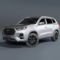 Silver SUV With Modern Sleek Body Design Stylish Black Wheels On Gray Background