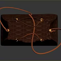 Stylish Brown Handbag With Geometric Pattern And Orange Handles For Daily Essentials 3d model