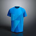 Stylish Blue Short Sleeve Round Neck T-shirt With Geometric Pattern Design