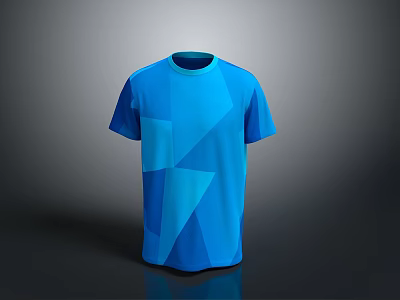 Simple Style Shirt Clothing Geometric Pattern Short Sleeve Blue Shirt Virtual Clothing Digital Fashion Polygon Design Clothing Design Clothes 3d model
