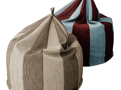 Casual Striped Fabric Bean Bag Chairs In Beige Brown And Red Blue Colors 3d model