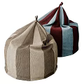 Casual Striped Fabric Bean Bag Chairs In Beige Brown And Red Blue Colors