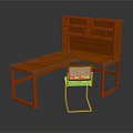Kids Wooden L Shaped Desk With Bookshelf And Comfortable Chair Setup