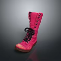 Stylish Red High Top Boots With Black Laces And Buckles For Casual Daily Wear