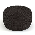 Modern Dark Brown Woven Round Stool with Intricate Weave Details