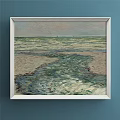 Oil Painting Of Natural Landscape With Rolling Hills Green Trees Flowing River And Blue Sky