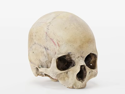 Man's Skull With Natural Bone Texture And Anatomical Details On White Background 3d model