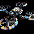 Futuristic Multirotor Drone With Four Rotors LED Lights And Colorful Frames 3d model