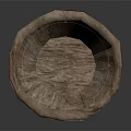 Natural Wooden Textured Washbasin with Bowl Shaped Design and Dark Reflective Surface