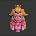 Game Movie Princess Character With Blonde Hair Golden Crown Blue Eyes And Pink Outfit