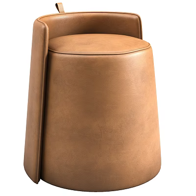 Modern Brown Leather Ottoman With Sleek Cylindrical Design And Comfortable Seat 3d model