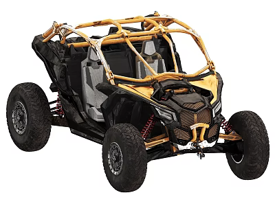 All Terrain Utility Vehicle With Yellow Frame Black Seats And Large Off Road Tires 3d model