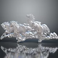 Silver Running Horses Sculpture Artistic Decorative Piece with Dynamic Design for Home