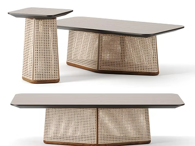 Modern Woven Base Coffee Table With Sleek Top And Contemporary Design 3d model