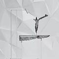 Modern Ornament Decoration Set With Geometric Wall Black Wooden Floor Lamp Tabletop Sculpture And Plant