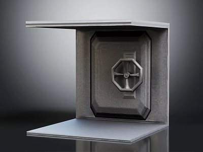 Open Metallic Enclosure Interior With Detailed Octagonal Geometric Structure And Metal Frame 3d model