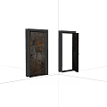 Vintage Industrial Metal Swing Door with Closed and Open Frame Design