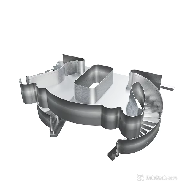 Complex Industrial Metal Component With Curved Structures And Connected Parts 3d model 