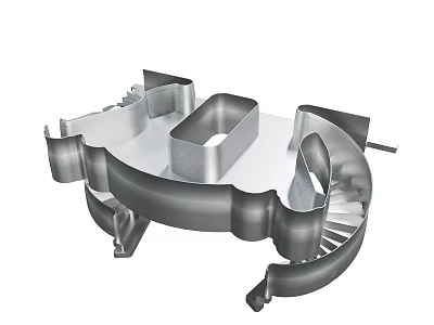 Complex Industrial Metal Component With Curved Structures And Connected Parts 3d model