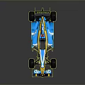 Formula 1 Race Car With Blue And Yellow Stylish Graphics And Aerodynamic Design