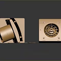 Golden Electronic Appliance Components With Square And Circular Designs 3d model