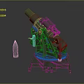 Vintage Artillery Gun With Ammunition Shell Complex Mechanical Structure And Sturdy Base Displayed In Studio 3d model