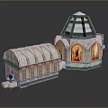 European Architecture Dome Structure With Arched Windows Stained Glass And Intricate Carved Details
