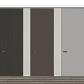 Modern Interior Doors In Three Colors With Metal Handles And Wood Flooring