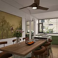 Cozy Vintage Living And Dining Space With Arched Design And Classic Walnut Storage Cabinets