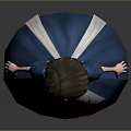 Game Film Character 3D Model With Blue Dress White Apron Red Heart Patterns Brown Hair