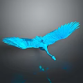Blue Flying Bird With Spread Wings 3D Art Model On Dark Reflective Background 3d model