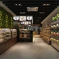 Modern Dessert Shop Interior With Glass Display Cases Assorted Pastries And Green Plant Wall