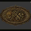 Oval Decorative Storage Box With Intricate Carved Patterns Golden Brown And Green Gemstone