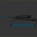 Futuristic Tank Model With Blue Glowing Tracks And Reflective Surface Design 3d model