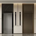Modern Elevator Lobby Design With Silver Brown Elevator Doors 7F Sign And Marble Walls 3d model