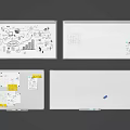 Different Whiteboard Surfaces With Hand Drawn Charts Sticky Notes And Blank Spaces