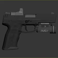 Tactical Black Pistol with Red Dot Sight and Tactical Flashlight Modern Design for Self Defense