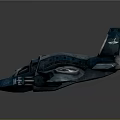 Futuristic Blue Sci Fi Aircraft Model With Angular Wings And Cockpit